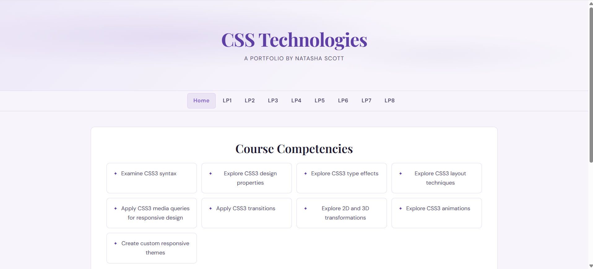Screenshot of CSS Technologies class website
