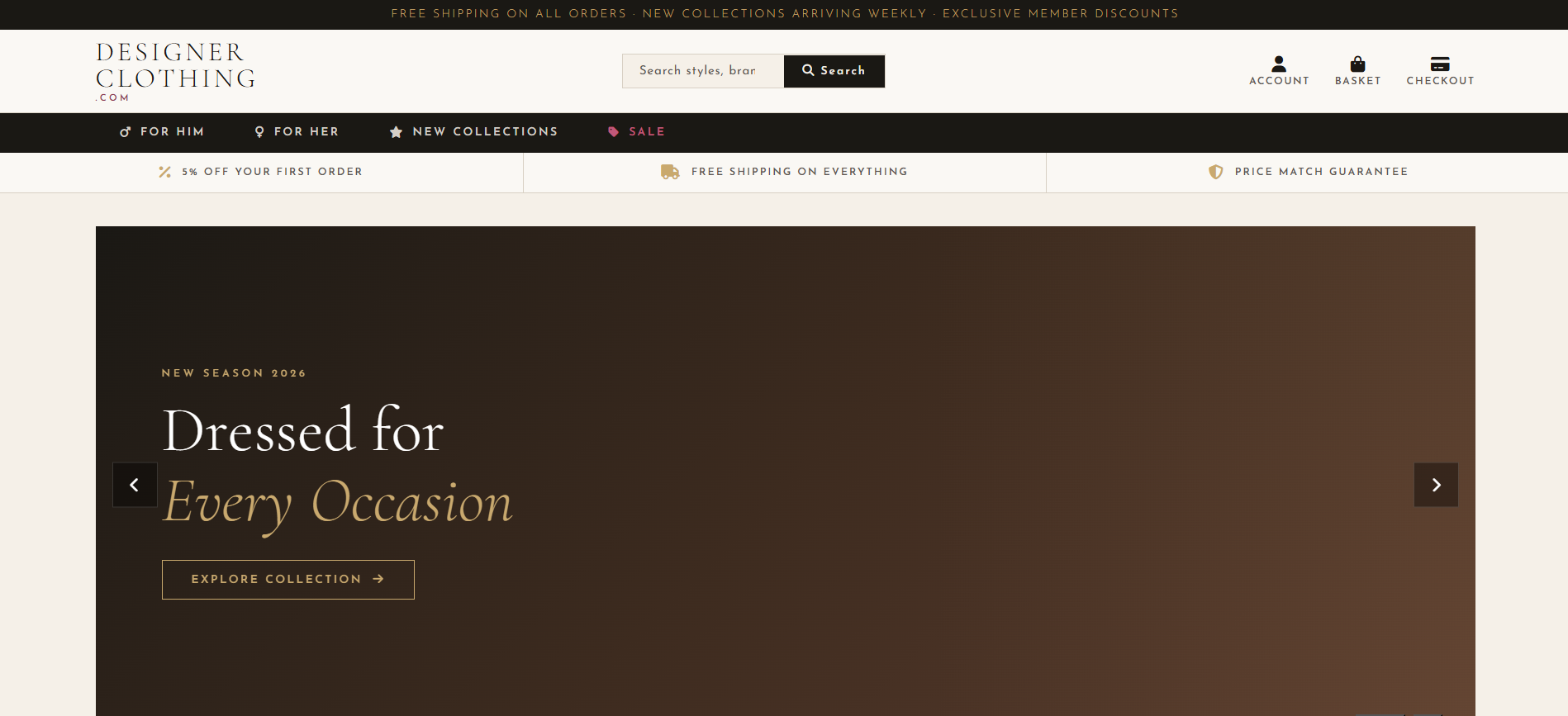 Screenshot of DesignerClothing.com